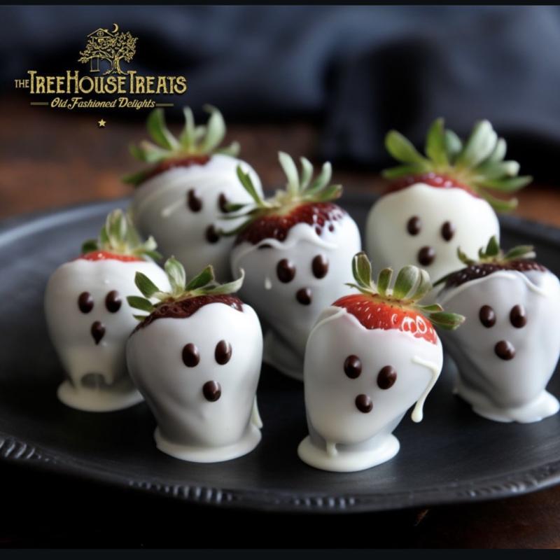 GHOST CHOCOLATE DIPPED STRAWBERRIES (by the dozen)